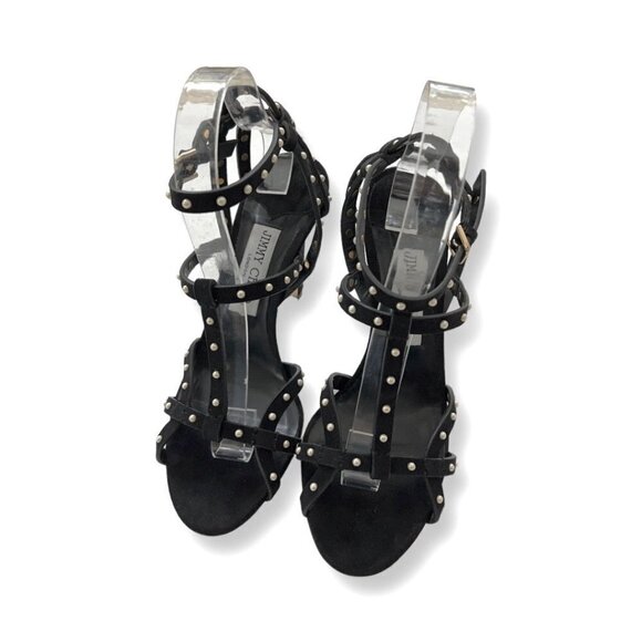 Jimmy Choo black suede studded with pearls heels size 38